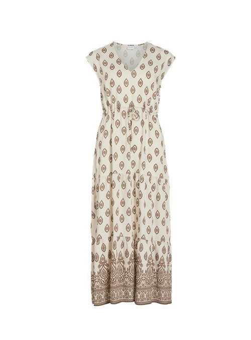 Vestido Vila, con estamapdo beige. 141114465 Vilsilvina