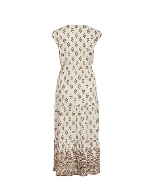 Vestido Vila, con estamapdo beige. 141114465 Vilsilvina