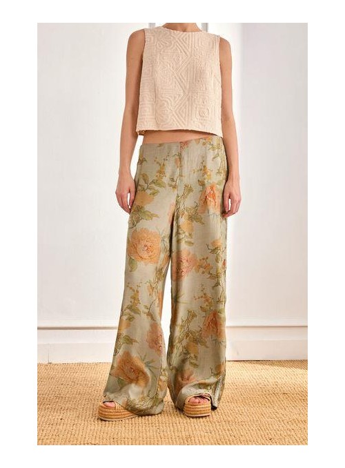 Pantalòn Nekane, de viscosa estampada. Calos
