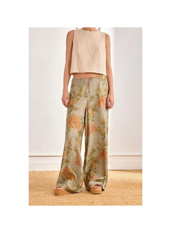 Pantalòn Nekane, de viscosa estampada. Calos
