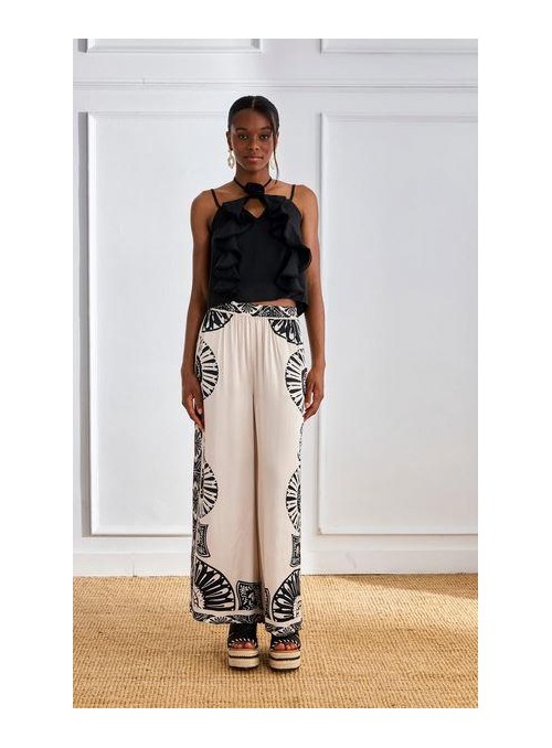 Pantalòn Nekane, de viscosa estampada. Adana