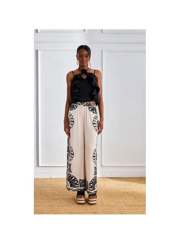 Pantalòn Nekane, de viscosa estampada. Adana
