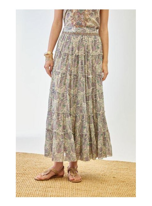 Falda Nekane, de viscosa estampada. Demi