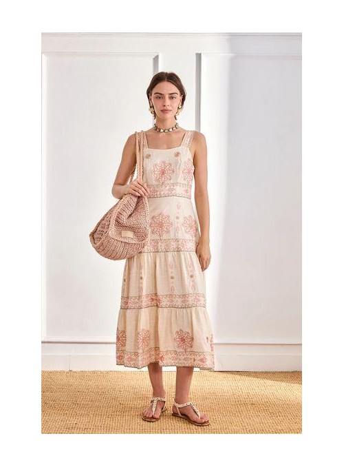 Vestido Nekane, de tirantes con bordados. Satia