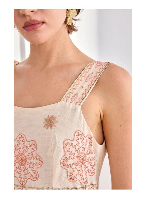 Vestido Nekane, de tirantes con bordados. Satia