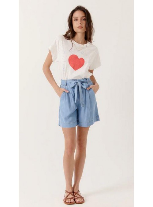 Short Art Love, de tencel en azul. Floria