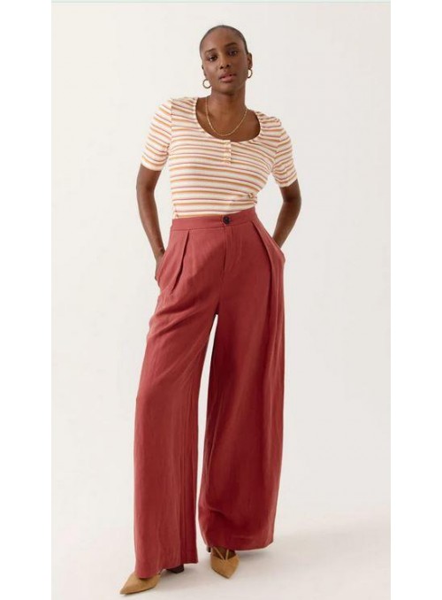 Pantalòn Art Love, de tencell en color caldera. Odesia