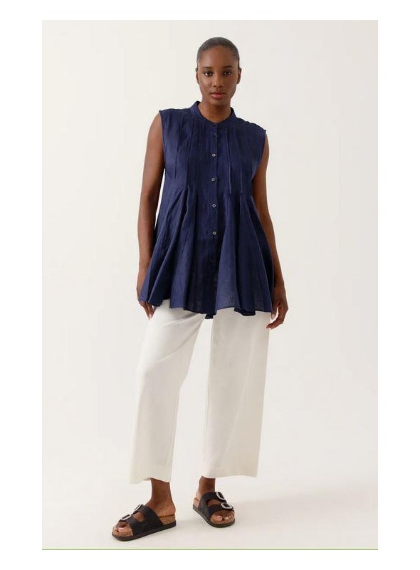Bluson Art Love, de lino en azul. Saphina