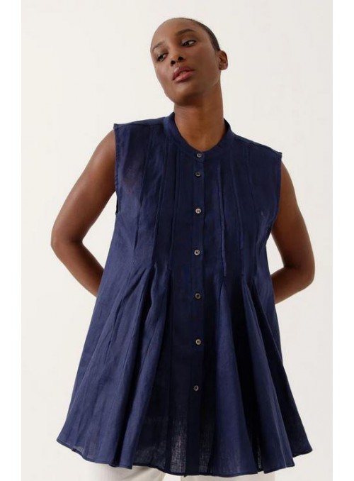 Bluson Art Love, de lino en azul. Saphina