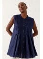 Bluson Art Love, de lino en azul. Saphina