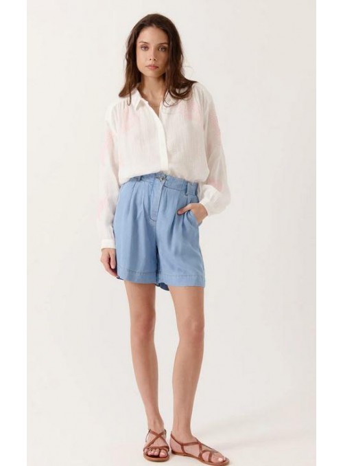 Camisa Art Love, de algodòn con bordado. Anceline