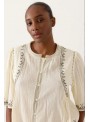 Blusa Art Love, de algodòn con bordados, Melisca