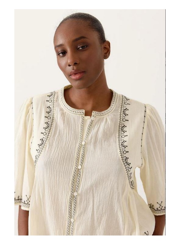 Blusa Art Love, de algodòn con bordados, Melisca