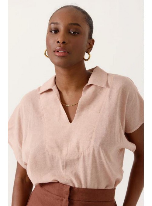 Blusa Art Love, de algodòn en rosa. Cassara