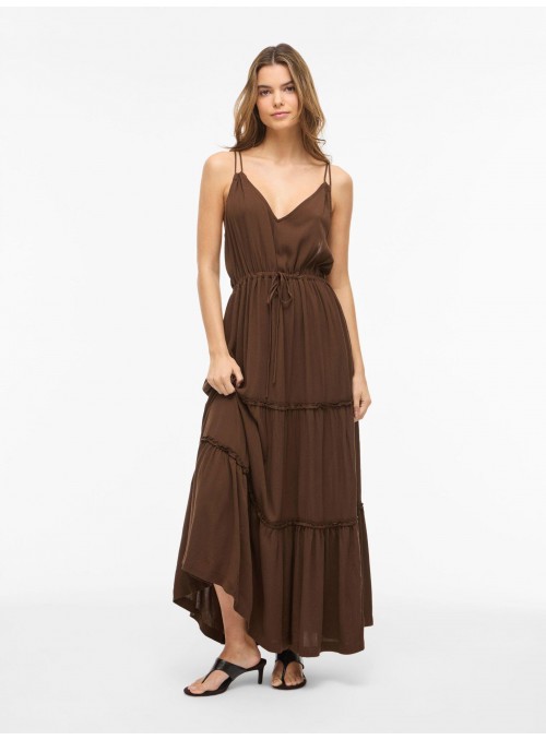 Vestido Vila, de gasa en marrón. 14115573 Vilomanja
