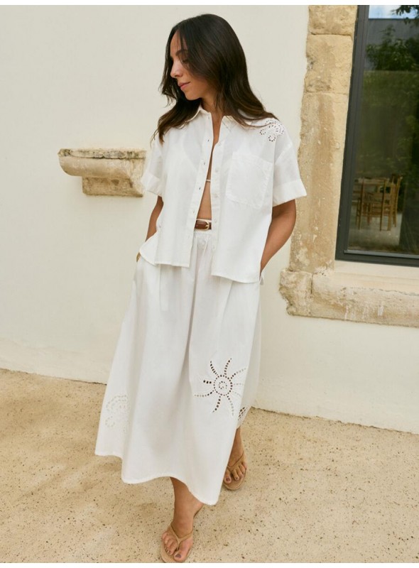 Blusa Vila, de algodòn con calados. 14115798 Vilayki