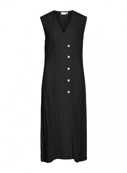 Vestido Vila, en negro con botones. 14106914 Vivasthi