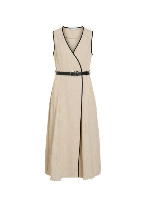 Vestido Vila, en beige con ribete negro. 14117415 Vijasmine