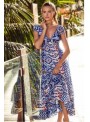Vestido Iconique, con elastico en la cintura en print azul. 118