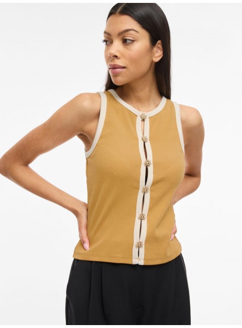 Camiseta Vila, de canalé con botones joya. 14115125 Vifriq