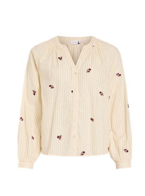 Blusa Vila, de algodòn con bordados. 14116351 Vimelso