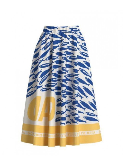 Falda Vila, con estampado de peces.14117854 Vivalencia