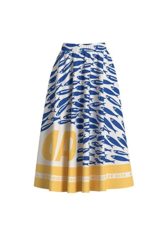 Falda Vila, con estampado de peces.14117854 Vivalencia