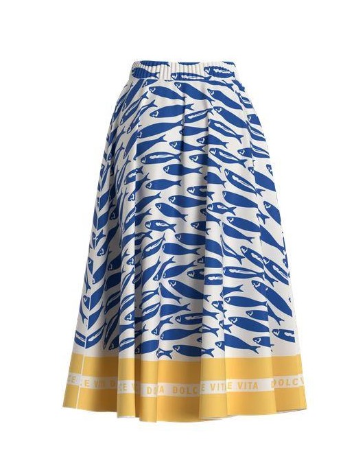 Falda Vila, con estampado de peces.14117854 Vivalencia
