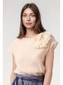 Blusa Dolores Promesas, de gasa con aplique. 07309