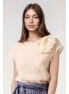 Blusa Dolores Promesas, de gasa con aplique. 07309
