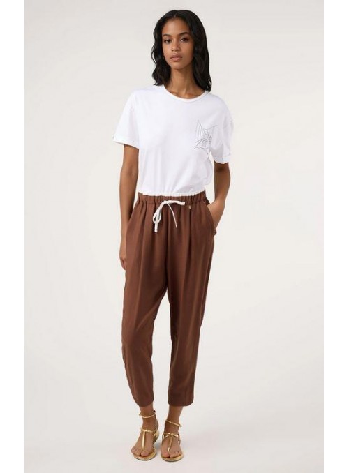 Pantalòn de Dolores Promesas, de viscosa en marrón. 08514