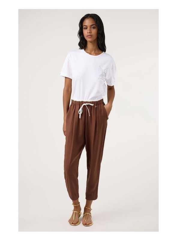 Pantalòn de Dolores Promesas, de viscosa en marrón. 08514