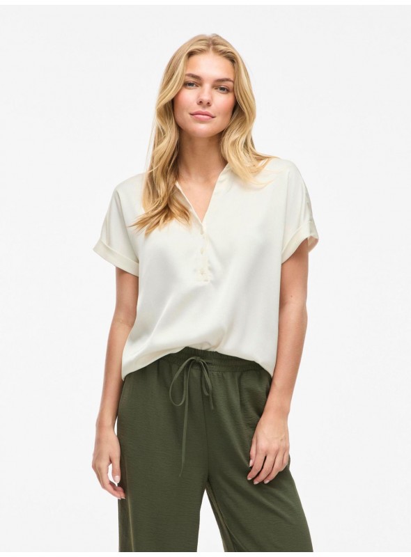 Blusa Vila, de raso con cuello. 14107405 Vienna