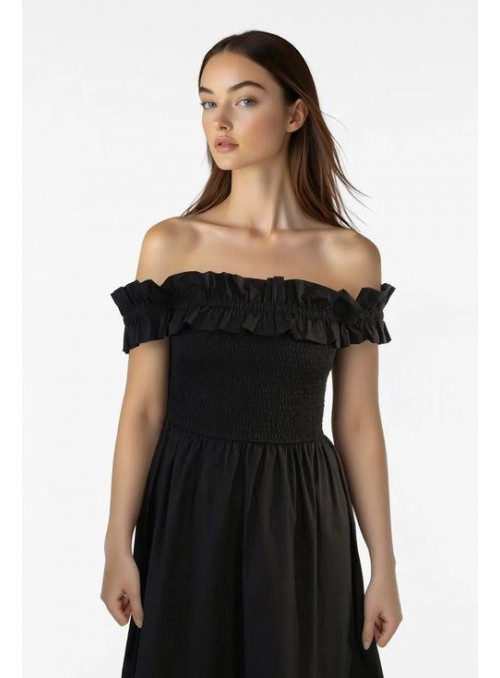 Vestido Vila, de algodòn con nido de abeja. 14115411 Viringa