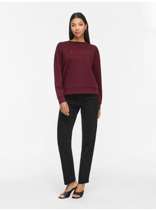 Sudadera Vila, en burdeos con texto al tono. 14117312 Vireflect