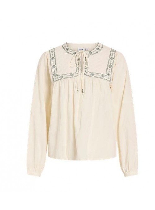 Blusa Vila, de algodòn con bordados. 14116608 Vimilano