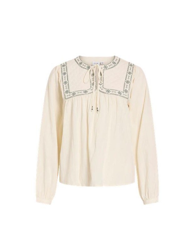 Blusa Vila, de algodòn con bordados. 14116608 Vimilano