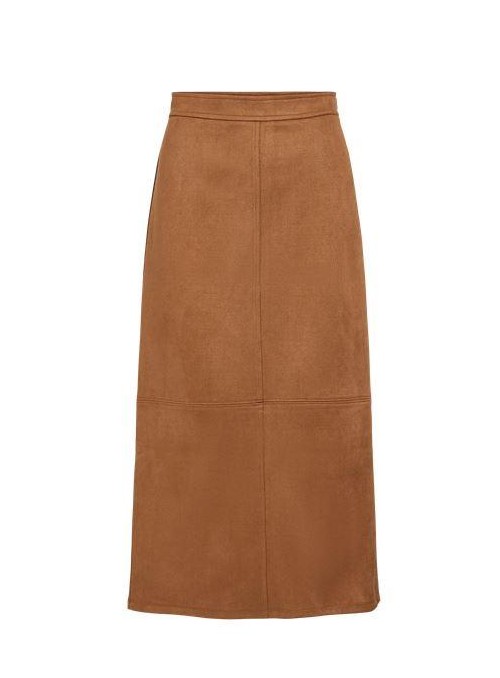 Falda Vila, de antelina en beige. 14117370 Vitamira