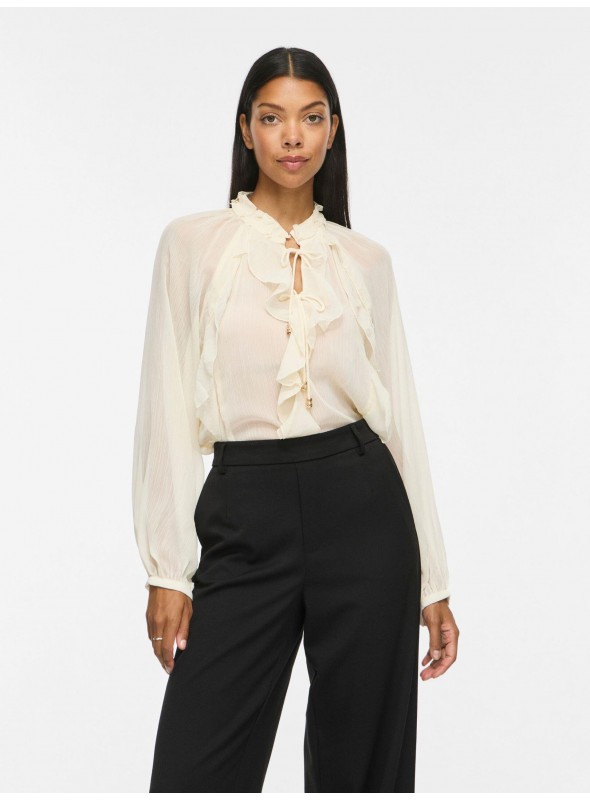 Blusa Vila, de gasa en beige. 14116881 Vitiro