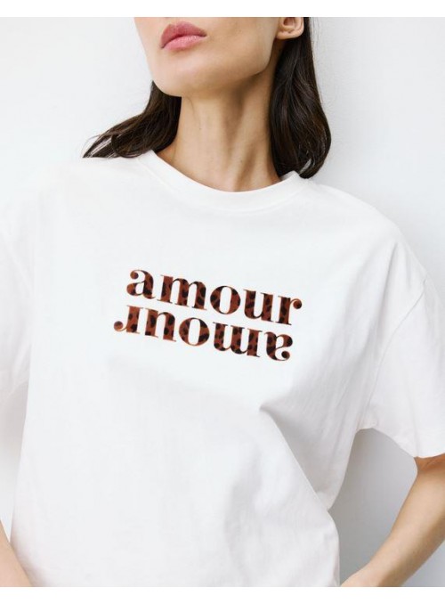 Camiseta Grace & Mila, de algodòn en blanco. Anis