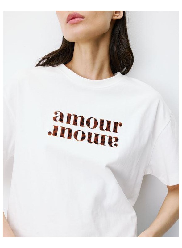 Camiseta Grace & Mila, de algodòn en blanco. Anis