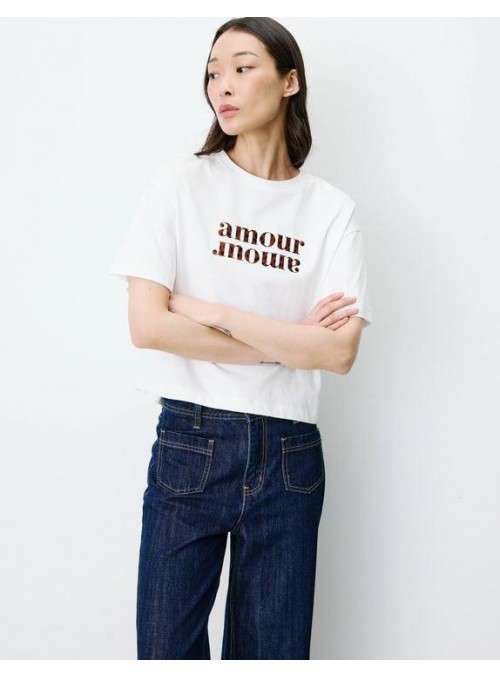 Camiseta Grace &amp; Mila, de algodòn en blanco. Anis