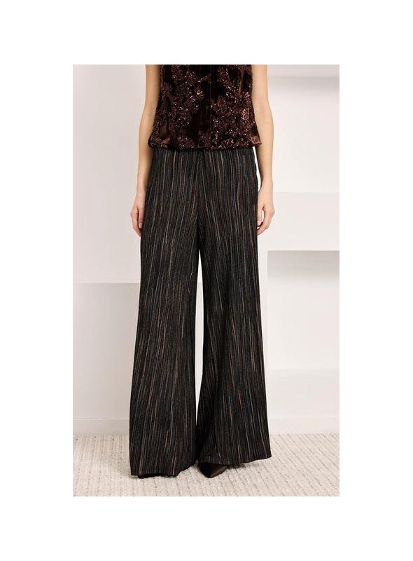 Pantalon Nekane, de lurex con rayas de colores. Luneti
