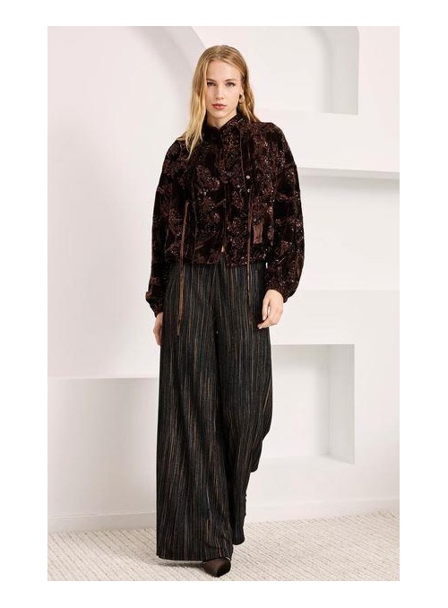 Pantalon Nekane, de lurex con rayas de colores. Luneti