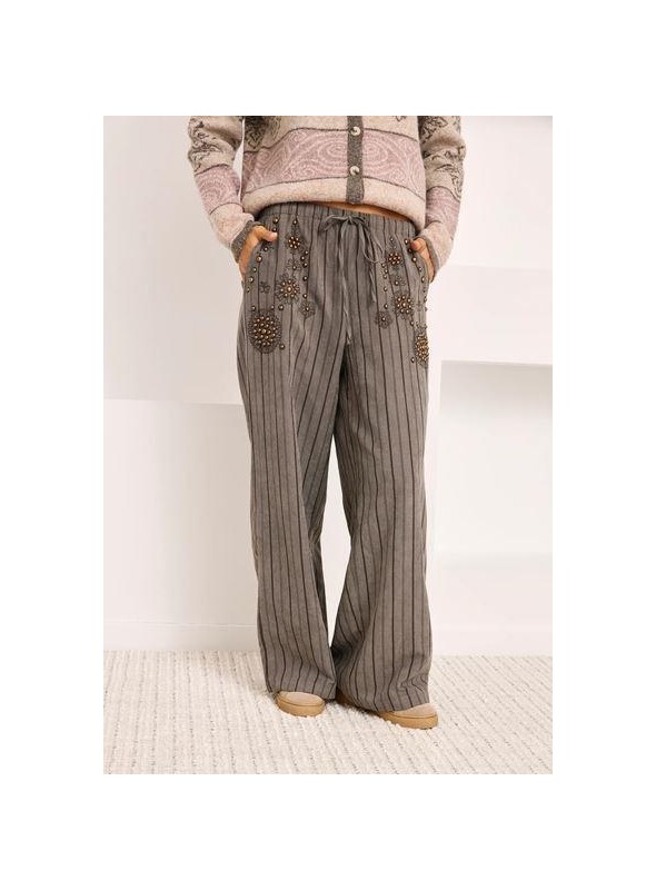 Pantalòn Nekane, de tejido de rayas. Vetsa