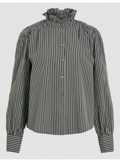 Blusa Vila, de rayas en kaki. 14119604 Vikatika