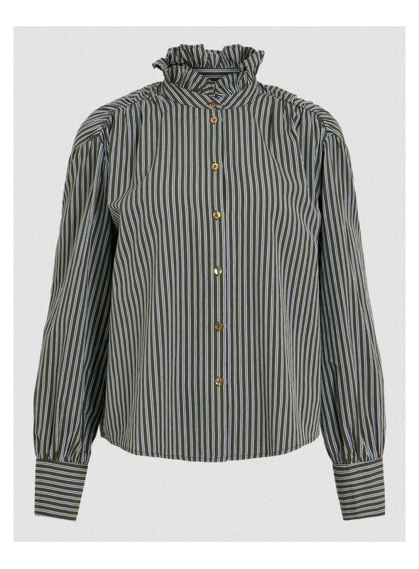 Blusa Vila, de rayas en kaki. 14119604 Vikatika