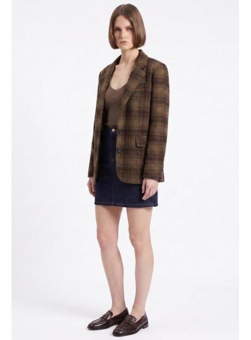 Blazer Art Love, de cuadros en marròn. Evera