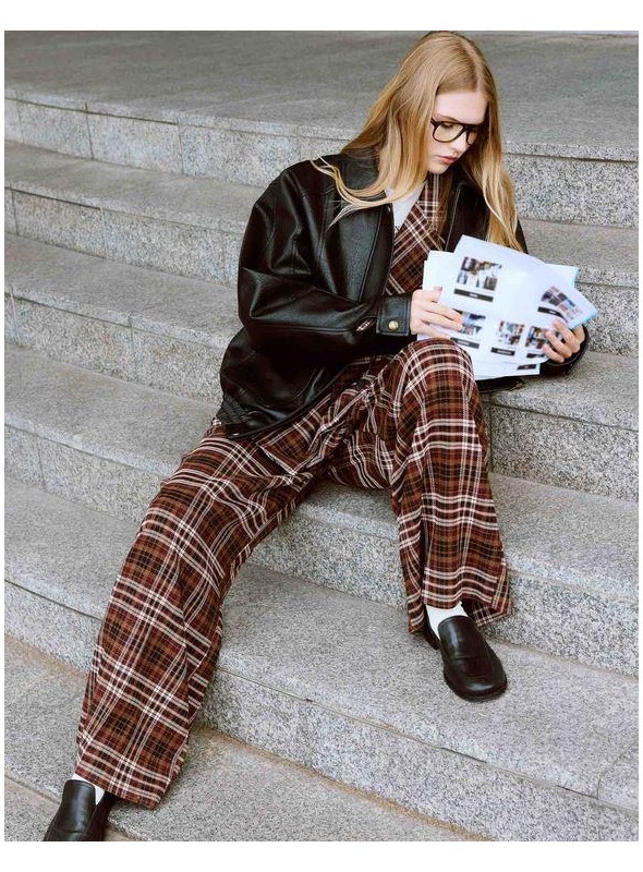 Pantalón de Grace & Mila, de cuadros en burdeos. Arenzo