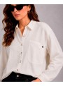 Camisa Dolores Promesas, de algodòn en blanco. 08308